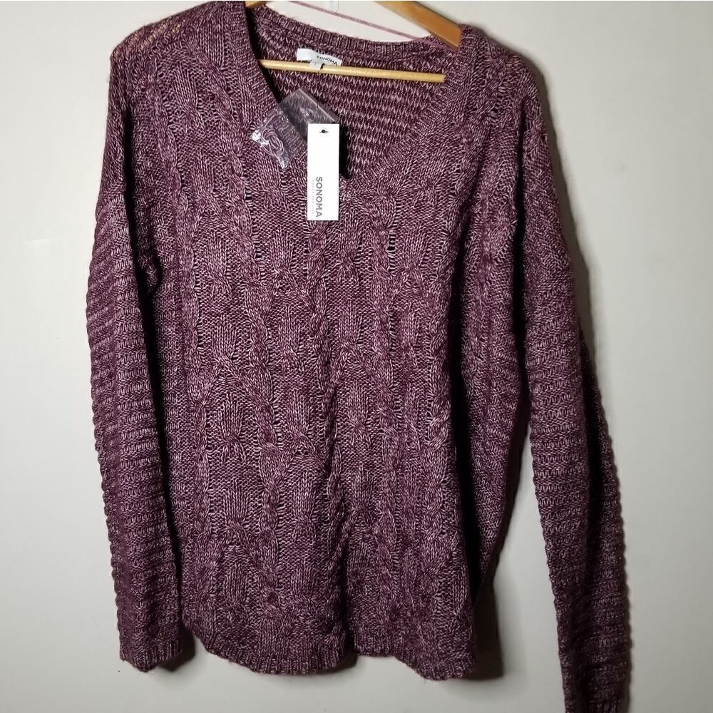 Sonoma v-neck sweater NWT purple tones heathered